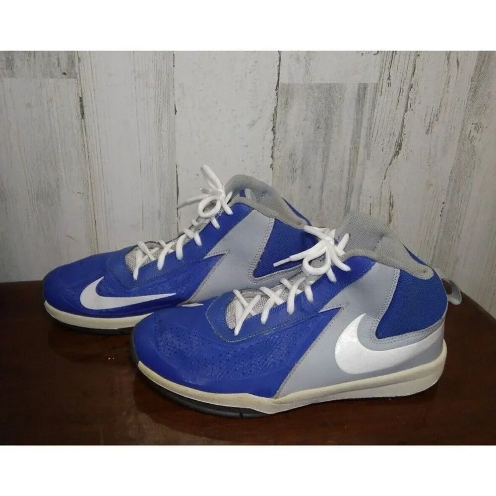 Nike Youth Team Hustle Basketball Shoes Blue 747998-400 Size 7 Hi Top